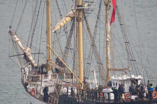 01 April 2021 - 09-29-35
The ship has just returned from a six month voyage around 
----------------
Tall ship Pelican of London arrives in Dartmouth